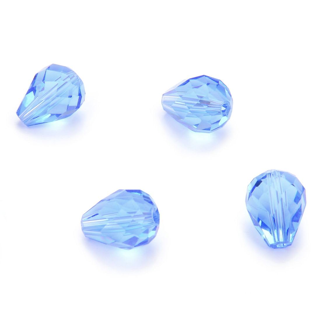 Adabele SST-1014 - 50 perline di cristallo a goccia sfaccettate, 10 mm, colore: Blu zaffiro chiaro compatibili con cristalli Swarovski 5500 Preciosa SST-1014