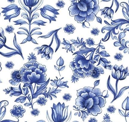 Irvint&Co Set of 2 Individual Decoupage Paper Party Napkins DELFT BLUE FLOWERS FLORAL Decor Luncheon Beverage Christmas Series Napkin for a Birthday, Holiday, Wedding, Cocktail Party