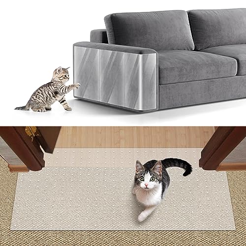 8.2ftx12.2inch Cat Carpet Protector, Robust Plastic Pets Scratch Stopper for Carpet, Widely Use,Clear Non-Slip Nail for Floor/Bedroom/Doorway/Porch Use,Prevent Carpets from Scratchin (8.2ftx