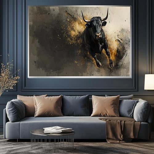 Affiche taureau peinture abstraite toile decoration interieur - 2