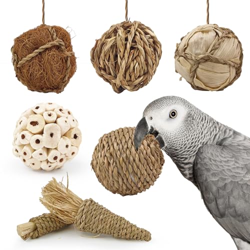 7Pcs Bird Toy Large Chewing Balls - Natural Soft Chew Shredding &...