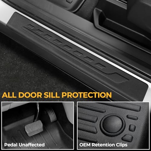 Image of Floor Mats for Ford Escape 2013-2019, All Weather Floor Mats Trunk Cargo Liner with Backrest Protectors and Door Sill Guards Accessories, Full Coverage Set
