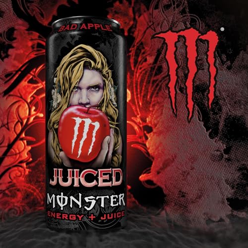 Image of Monster Juiced Energy Drink - Bad Apple Flavor, 500ml Cans (Pack of 12) By COUGAR - Energy + Juice Blend, Bold Apple Taste, High Caffeine & B-Vitamins (IMPORTED-USA)