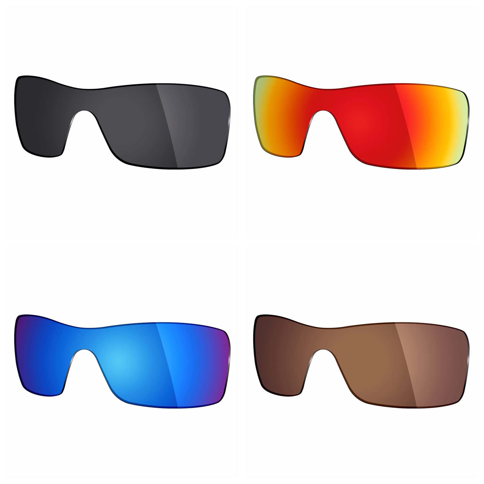 Mryok 4 pares de lentes polarizadas de repuesto para gafas de sol Oakley Batwolf - Stealth Black/Fire Red/Ice Blue/Bronze Brown