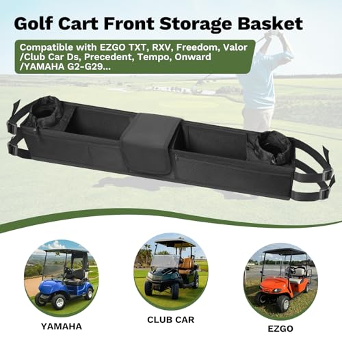 Mixsuper Golf Cart Storage Basket Foldable Removable Golf Cart Storage Organizer Universal Portable Fixed Storage Basket Net Pocket Zipper Golf Cart Accessories - Image 3