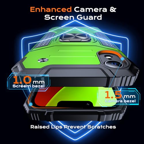 Image of Anqrp Heavy Duty Case for iPhone XR Case with Enhanced Ring Holder Grip Stand, Military Grade Shockproof Rugged Drop Protective Silicone Hard Slim iPhone XR Phone Case Cover,Spring Grass