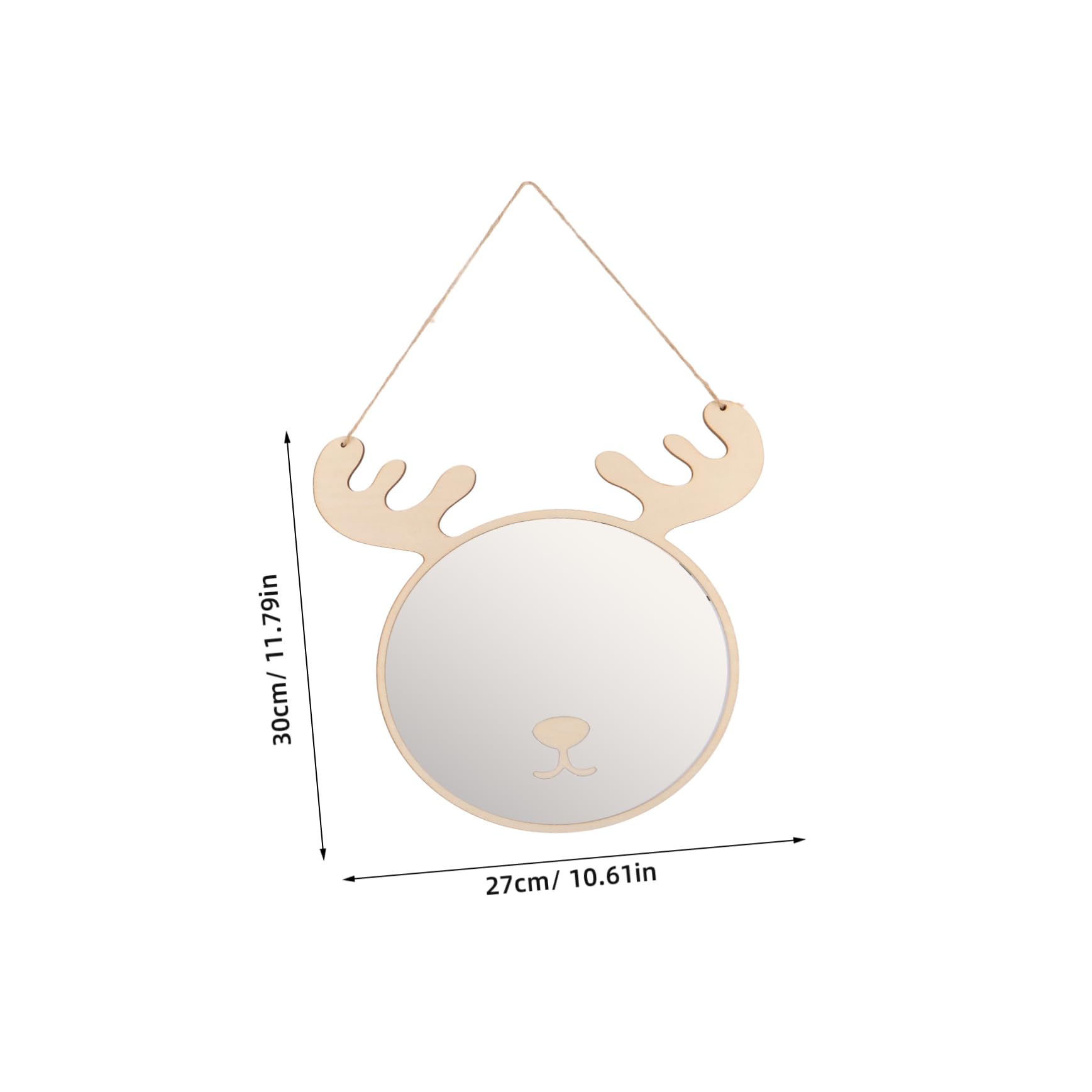 minkissy 1set Cute Bear Mirror Small Hanging Decorative Mirror for Boy Girl Rooms Natural Wall Functional and Ornament for Bedroom and Nursery