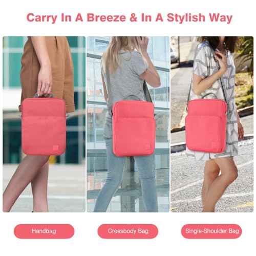 Image of Dadanism 9-11 Inch Tablet Sleeve Bag Carrying Case with Shoulder Strap for iPad (A16) 11 inch, iPad 10th Gen 10.9 inch, iPad Air M4 /Pro M5 11 inch, iPad 9 /8 /7th 10.2 inch, Galaxy Tab A11+ Plus 11 inch, Watermelon Pink