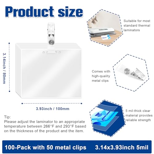 Image of 200 Pack 5mil 3 inchx4 inch Thermal Laminating Pouches Badge Laminate Pouches Clear Laminated Luggage Tags Printable Laminator Pouches for Business Permits Cards (100, 3 inchx4 inch-5mil)