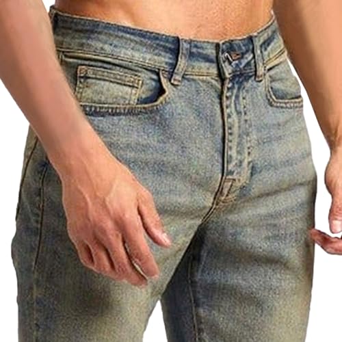 Mens Slim-Fit Stretch Jeans Vintage Regular Fit Denim Pants Straight Leg Classic Skinny Flex Jean Trousers2