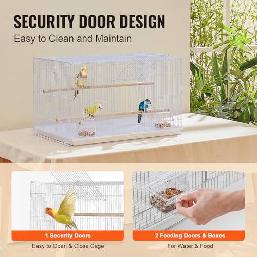 VEVOR 30-inch Flight Bird Cage, Stackable Bird Cage for Small Parrots Canaries Cockatiels Lovebirds Finches Budgies Conures Macaws Pet Travel Birdcage with Handle and Perches - Image 4