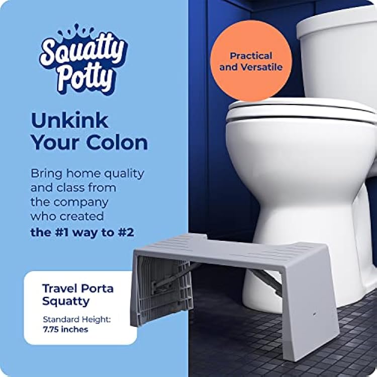 Squatty Potty Porta Traveler Foldable Toilet Stool for Travel, 7 Height, Gray