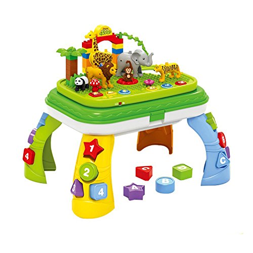 GoAppuGo Educational Kids Activity table with Building Blocks toys and