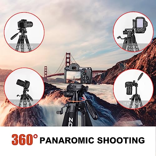 ZOMEi 188 cm Tripod Heavy Duty Tall Stand, Professional Travel Video Tripod Compatible with DSLR Cameras, Mobile Phones - Image 4