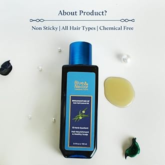 Blue Nectar Briganantadi Hair Fall control & Healthy Scalp Oil | Non Sticky Hair Oil for Hair growth | Perfect Hair Fall Oil for Women & Men (9 Herbs, 100 ml)