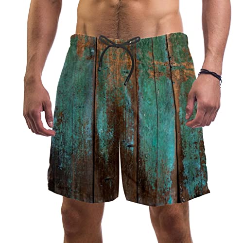Maillots de bain pour hommes HadHfun avec motif planche de bois bleue pour la plage