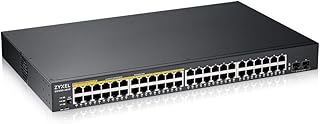 Zyxel 48-Port Gigabit PoE Switch | Smart Managed | Rackmount | 48 PoE+ Ports with 170 Watt Budget and 2 SFP Ports | VLAN, IGMP, QoS [GS1900-48HP]