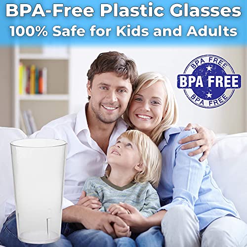 Restaurant Grade BPA Free 12oz Clear Plastic Cup 24pk. Break Resistant Drinking Glasses. Reusable, Stackable & Shatterproof. Best Drink Tumblers for Cafe, Party & Catering Supplies (Clear, 24) - Image 4