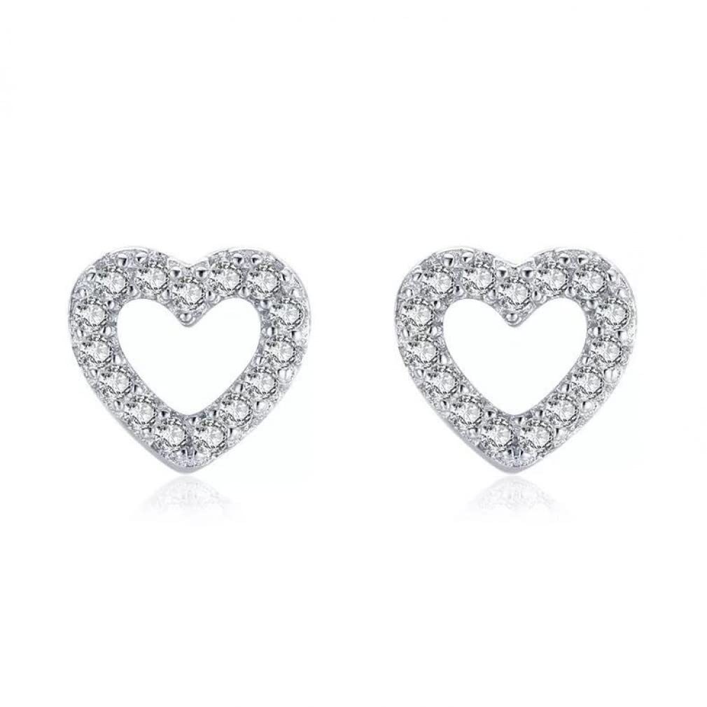 WBDWWTD Ohrstecker aus Sterlingsilber für Damen, herzförmig, glänzend, klar, Hochzeit, Verlobung, Schmuck