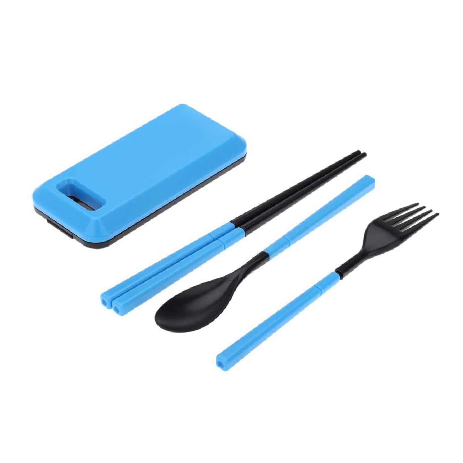 SYGA Travel Portable Cutlery Spoon Portable Camping Box Picnic Chopstick Set_Blue