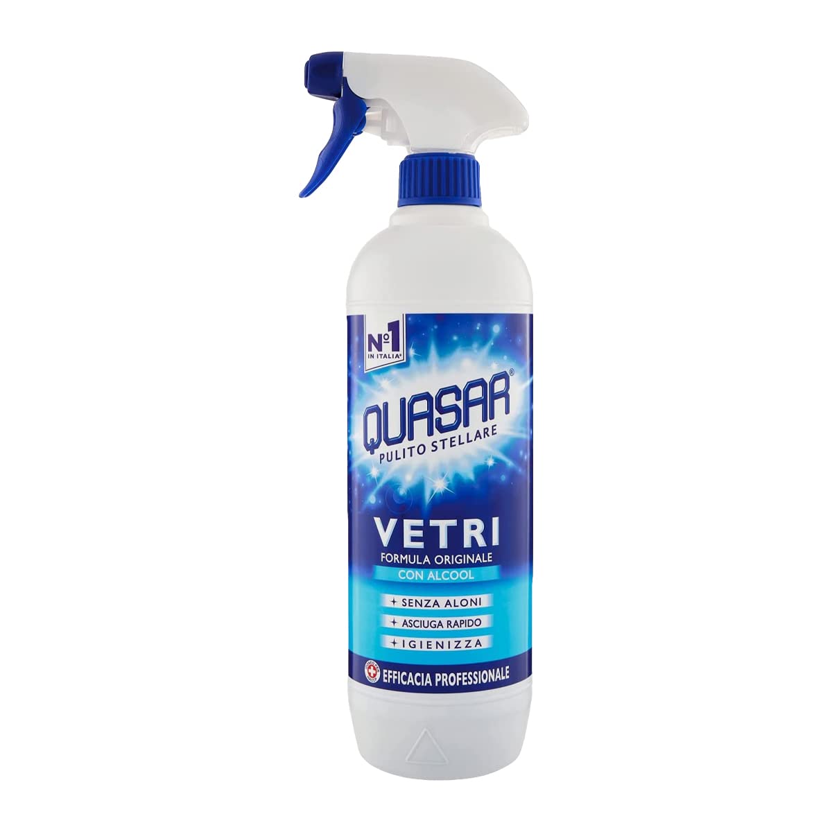 Quasar Pulito Stellare Detergente Per Vetri 3 Pezzi X 650 Ml + Gamex Panno In Microfibra