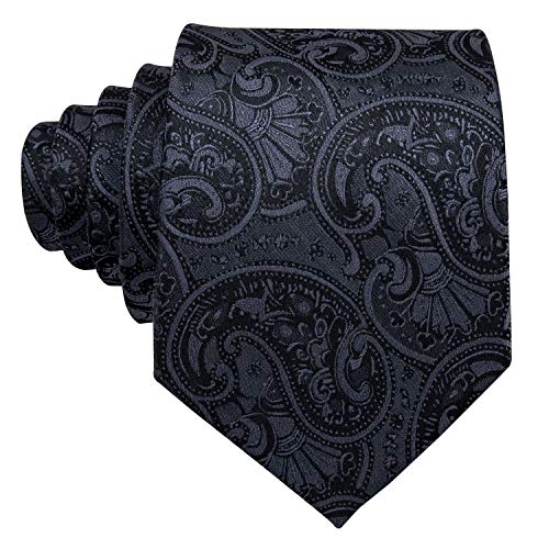 Image of Barry.Wang Paisley Tie Fashion Set Hanky Cufflinks Neckties for Men Woven Silk