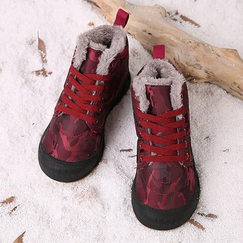IWIHMIV Toddler Boys Girls Short Boots Kids Outdoor Hiking Ankle Booties Comfortable Non Slip Plush Warm Cotton Shoes4