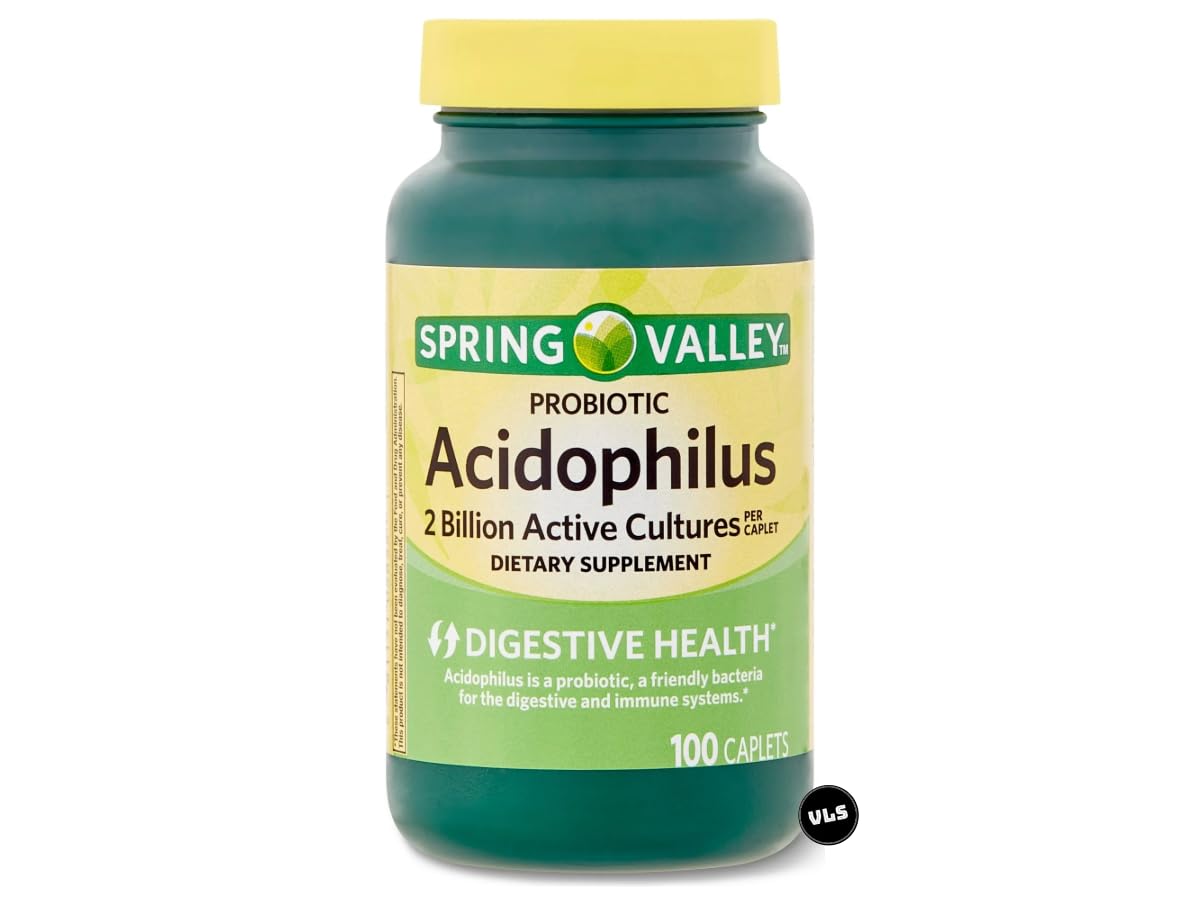 Spring Valley Probiotic Acidophilus Supplement | Probiotics for Women & Men | Supports Digestive Health | 100 Capsules for a Healthy Digestive System + VLS Sticker