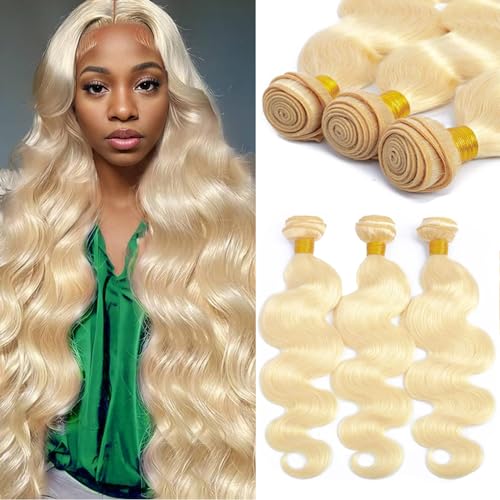 Image of 613 Bundles Human Hair 20 inch 22 inch 24 inch 300g 16A Blonde Bundles Human Hair Body Wave 100% Real Human Hair 3X Longer Lifespan 100% Unprocessed Brazilian Virgin Hair 613 Body Wave Human Hair Bundles