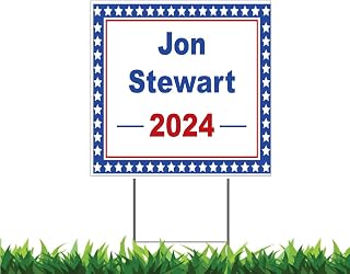 Jon Stewart 2024 Election 24x24" Square Yard Sign (Outdoor, Weatherproof Corrugated Plastic) Metal Stake Included, by M&R