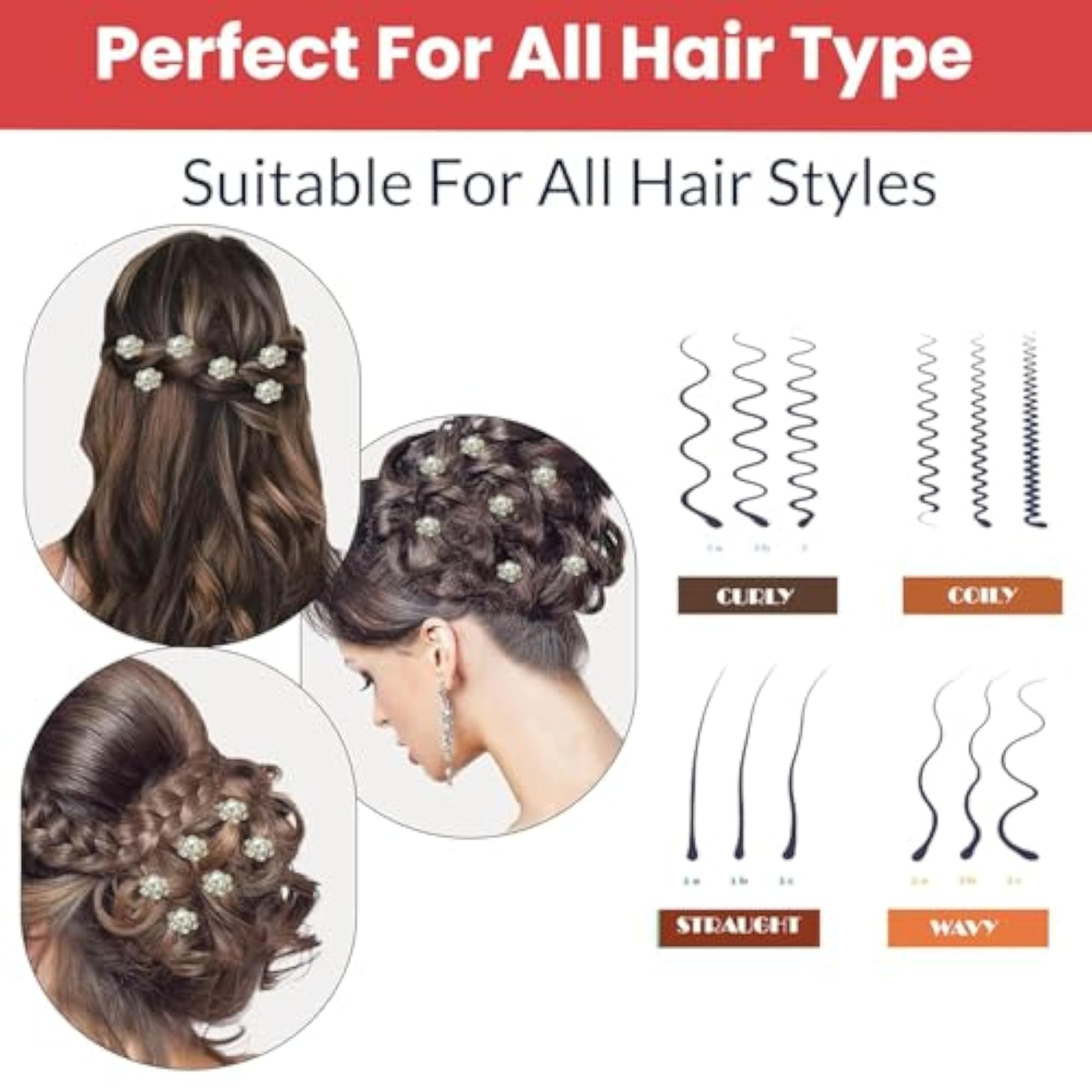 Pearl Bead U Pins Hair Accessories for Women, Bridal Styling