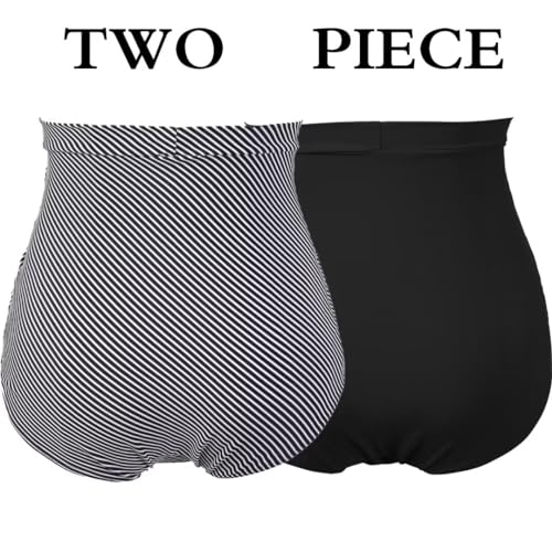 Image of COCOPEAR Women's Ruched High Waisted Bikini Bottom Retro Vintage Swim Short Tankinis