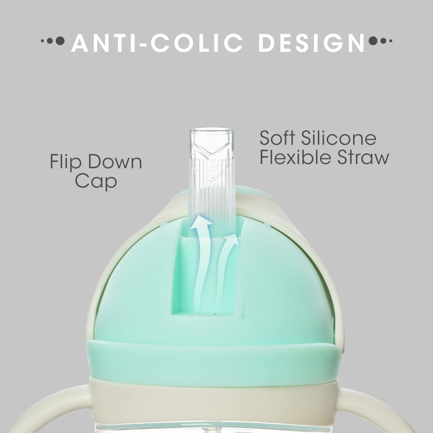 R for Rabbit Premium Hippo Baby Straw Sipper Bottle |10 fl oz | Anti Spill Sippy Cup with Soft Silicone Straw BPA Free & Non Toxic for Baby or Kids of 12 Months -(300 ml Green) - Image 3 thumbnail