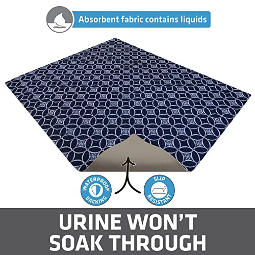 Image of Drymate Cat Litter Box Mat, Litter Trapping Mat, Waterproof, Urine-Proof, Absorbent, Machine Washable, Soft on Paws, Contains Mess, Protects Floors, Kitten Supplies, Indigo, 29x36 XL