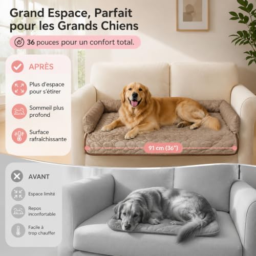 Tapis rafraîchissant chien canapé coussin chat marron 36x36