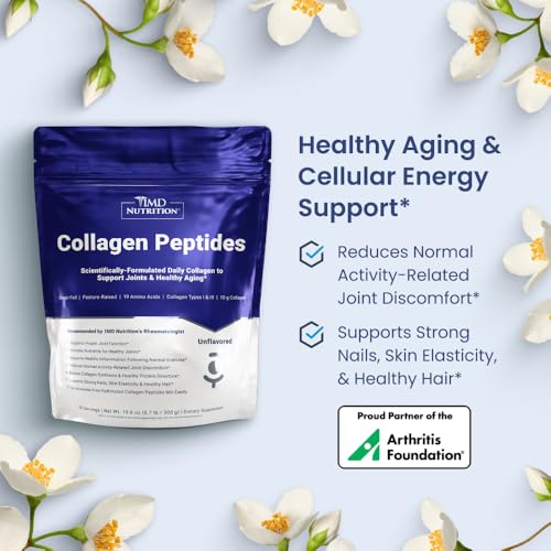 1MD Nutrition Collagen Peptides - Hydrolyzed Collagen Powder Types I & III for Women & Men - Joint, Hair & Nail Support - Unflavored - 30 Servings