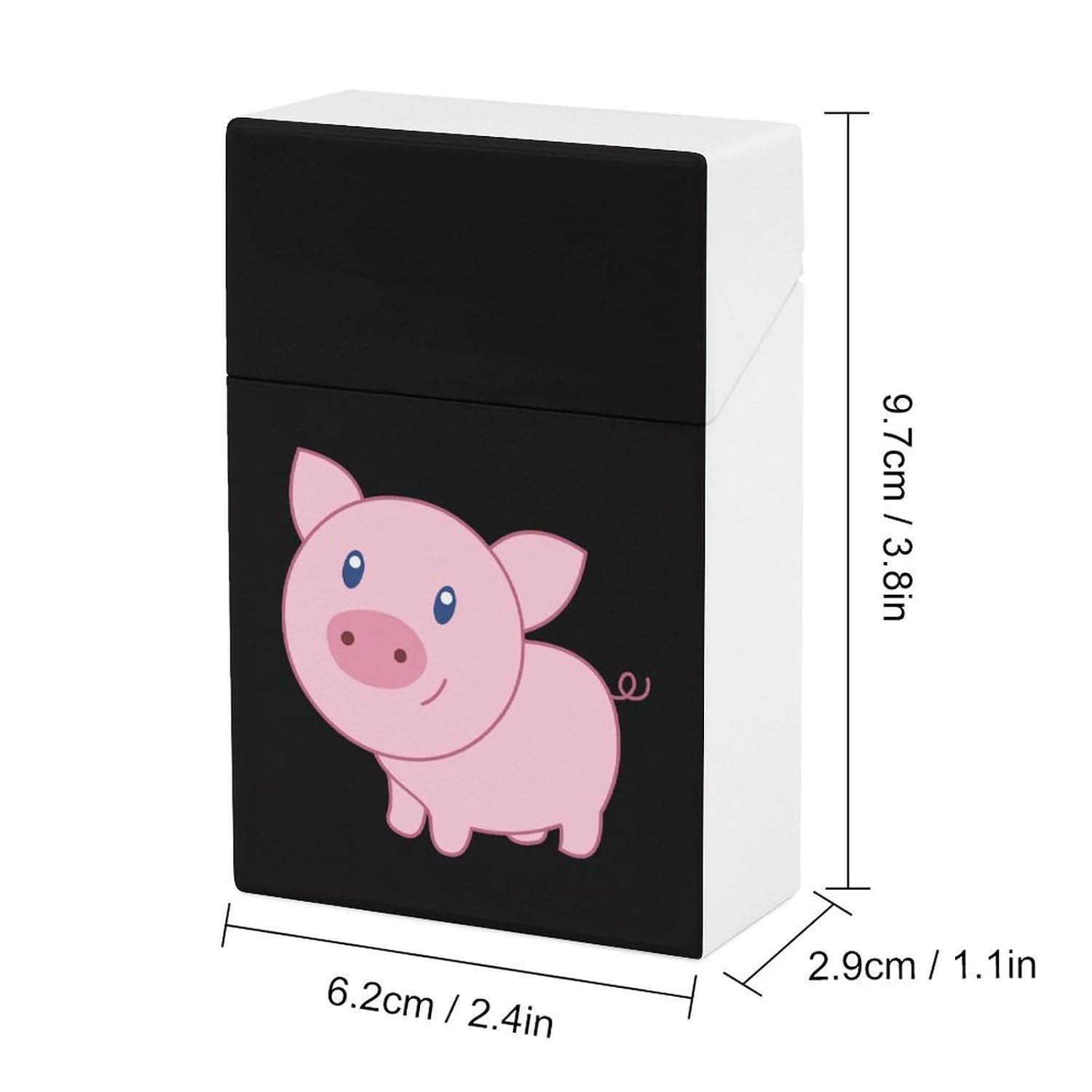 Cute Cartoon Pig Cigarette Case for Men Women Flip Open Cigarette Box Holder for Travel Party image 2