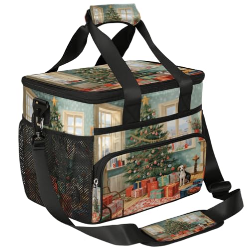 Insulated Picnic Backpack Lunch Box for Women Men Picnic Basket Tote Lunch Bag Picnic Bag Portable Lunch Bags for Picnic, Beach, Work, Trip,Office, Camp Christmas Tree Home Decor