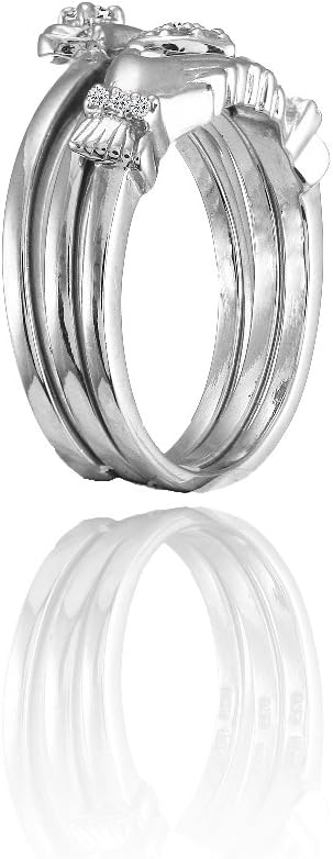 Hoops & Loops Sterling Silver Claddagh Stackable Ring Set