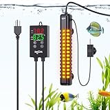 SEAOURA Aquarium Heater, 100W Fish Tank Heater for 15-25 Gallon, Submersible Turtle Heater with Digital Display Adjustable Safety Protection, Auto Power-Off When Leaving Water
