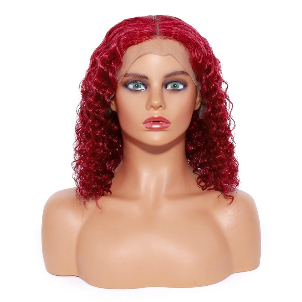 Parrucca BOB riccia da 8 pollici Capelli umani 200 Densità 13x4 HD Parrucche anteriori in pizzo a onde profonde for le donne