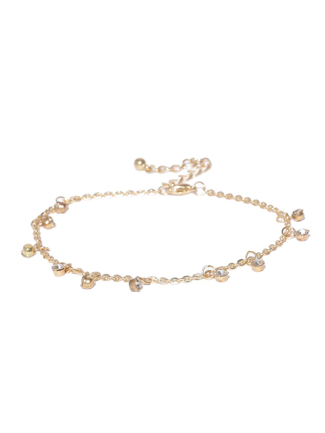 oomph Jewellery Crystal Stone Gold Tone Delicate Fashion Anklet for Women & Girls (AJD7R1) - Gold, White(Single Piece)-picture-26