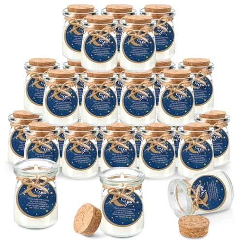 Threlaco 20 Pcs Moon Baby Shower Favor Candle Glass Jar