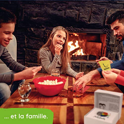 Nahaufnahme einer Verkopft-Karte mit neonfarbenem Kopfaccessoire und passendem Körper