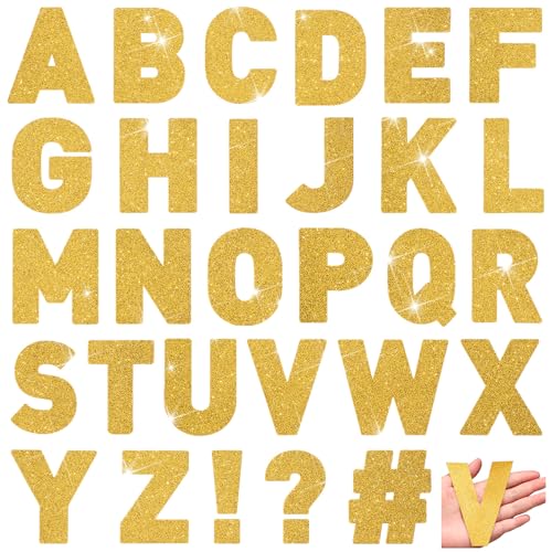 Image of Harloon 232 Pcs Large Glitter Letter Stickers, Gold, 4 Inch