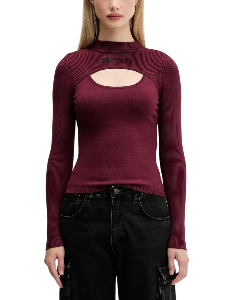 KARL LAGERFELD JEANS, Donna, Maglione A Collo Alto Con Taglio, Vestibilità Slim, Viola, L
