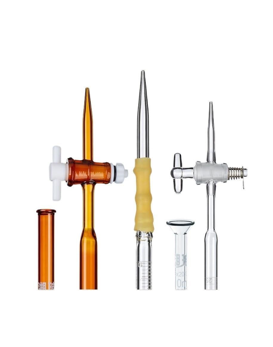Mikrobureta, Biureta ze szkła borokrzemianowego klasy A 10 ml 25 ml 50 ml Przezroczysty kurek ze szkła bursztynowego PTFE(Brown acidic 10ml)