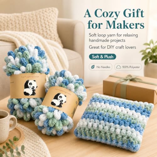 Image of Loop Yarn 5Packs,Shenlin Chunky Chenille Yarn for Hand Knitting Baby Blanket,Machine Washable Polyester Fluffy Thick Bulky Yarn for Scarfs,Craft Projects
