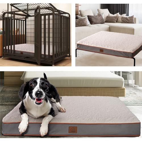 Image of Sunheir Extra Large Washable Dog Bed Covers Soft Plush Replacement, Waterproof Dog Bed Liner, Pet Bed Cover with Zipper 41x27x3 Inches, Light Grey, Cover Only