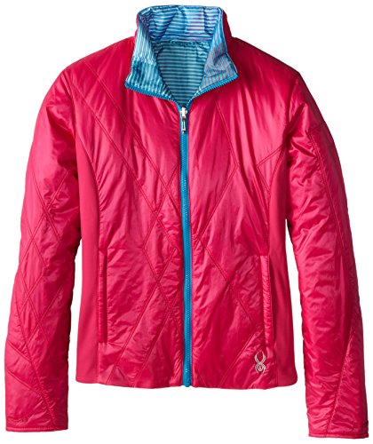 Spyder Women's Menage A Trois Jacket, White/White Linear Emboss/Girlfriend Linear Multi Print, 12